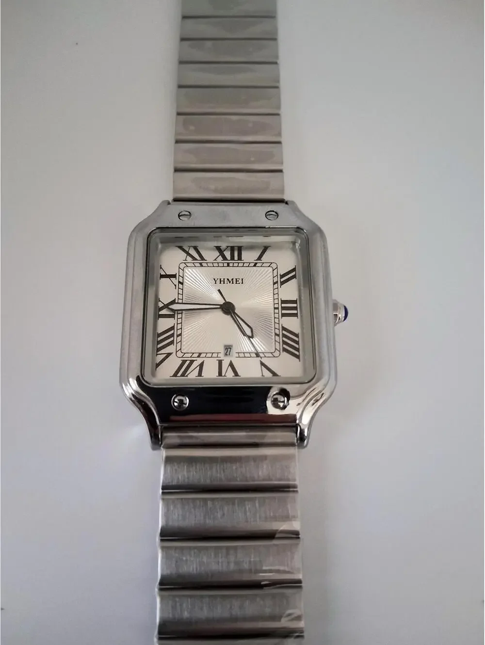 Men's Luxury Square Dial Stainless White Watch